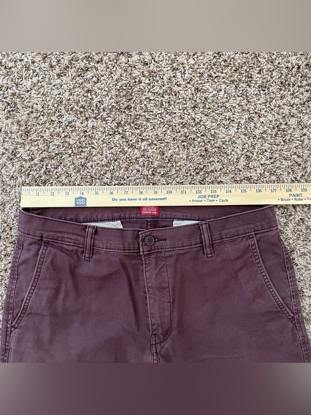 Levi's XX Chino Standard Taper Burgundy Pants Men's Size W34 L30 Trousers - Picture 5 of 15